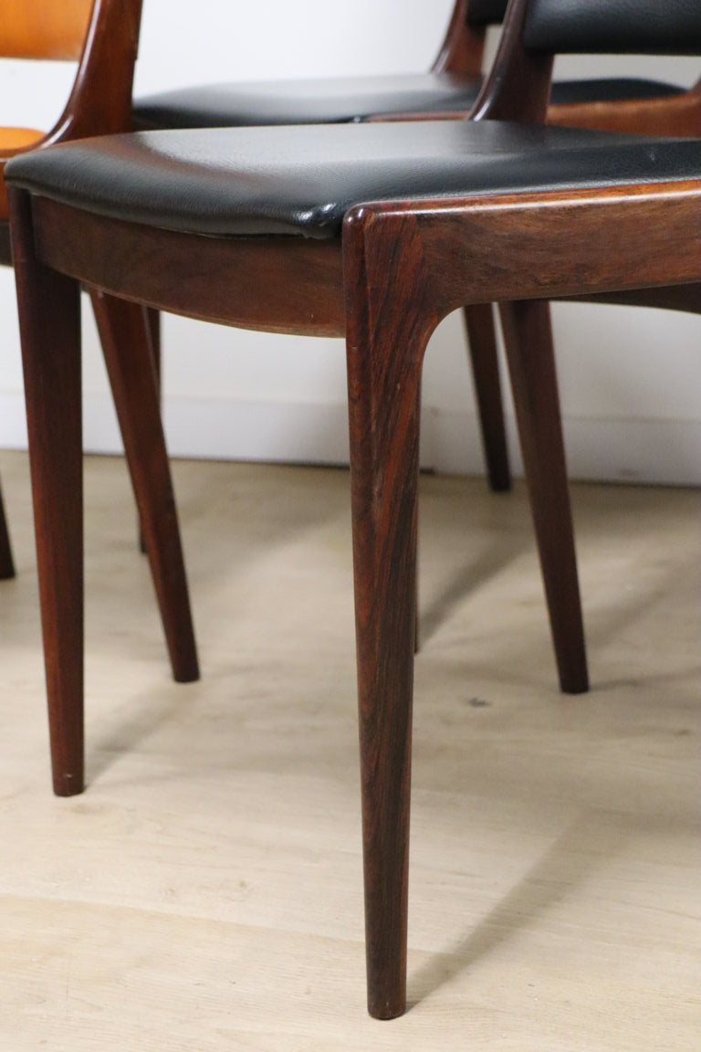 Série de 4 chaises scandinave en palissandre, 1960