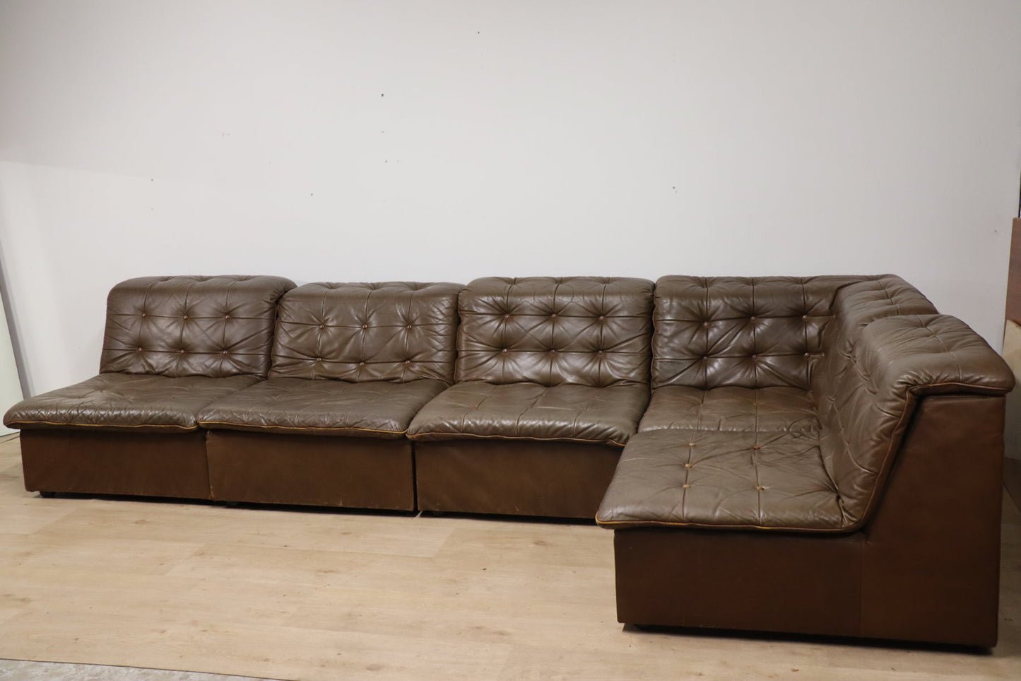 Canapé vintage modulable en cuir patchwork, 1970