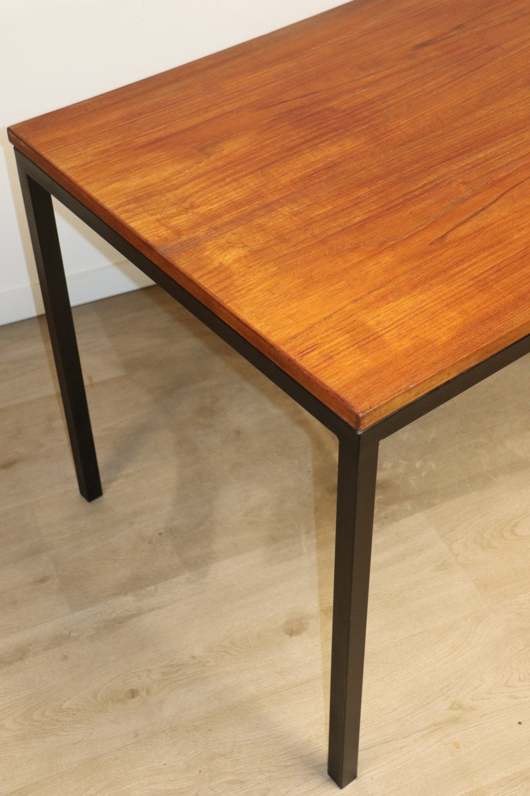 Table vintage Danemark en teck et métal laqué noir, 1950