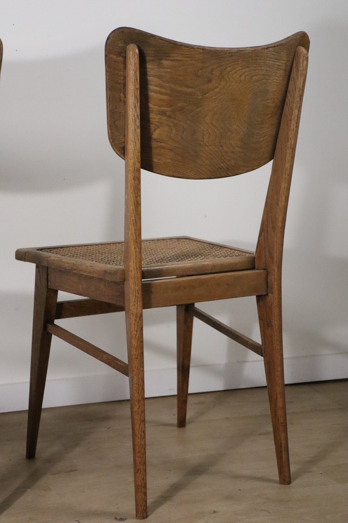Paire de chaises vintage en chêne et cannage, 1950