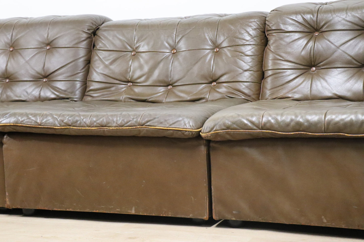 Canapé vintage modulable en cuir patchwork, 1970