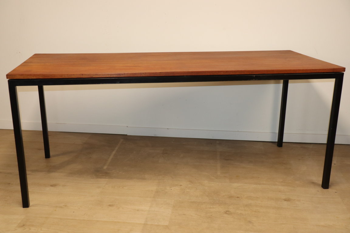 Table vintage Danemark en teck et métal laqué noir, 1950