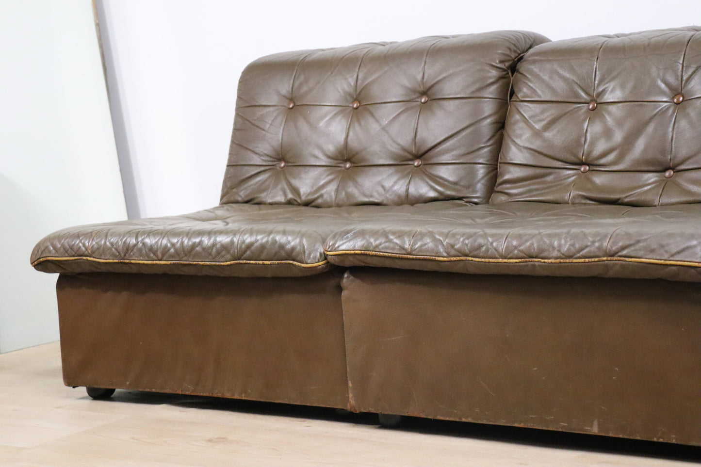 Canapé vintage modulable en cuir patchwork, 1970