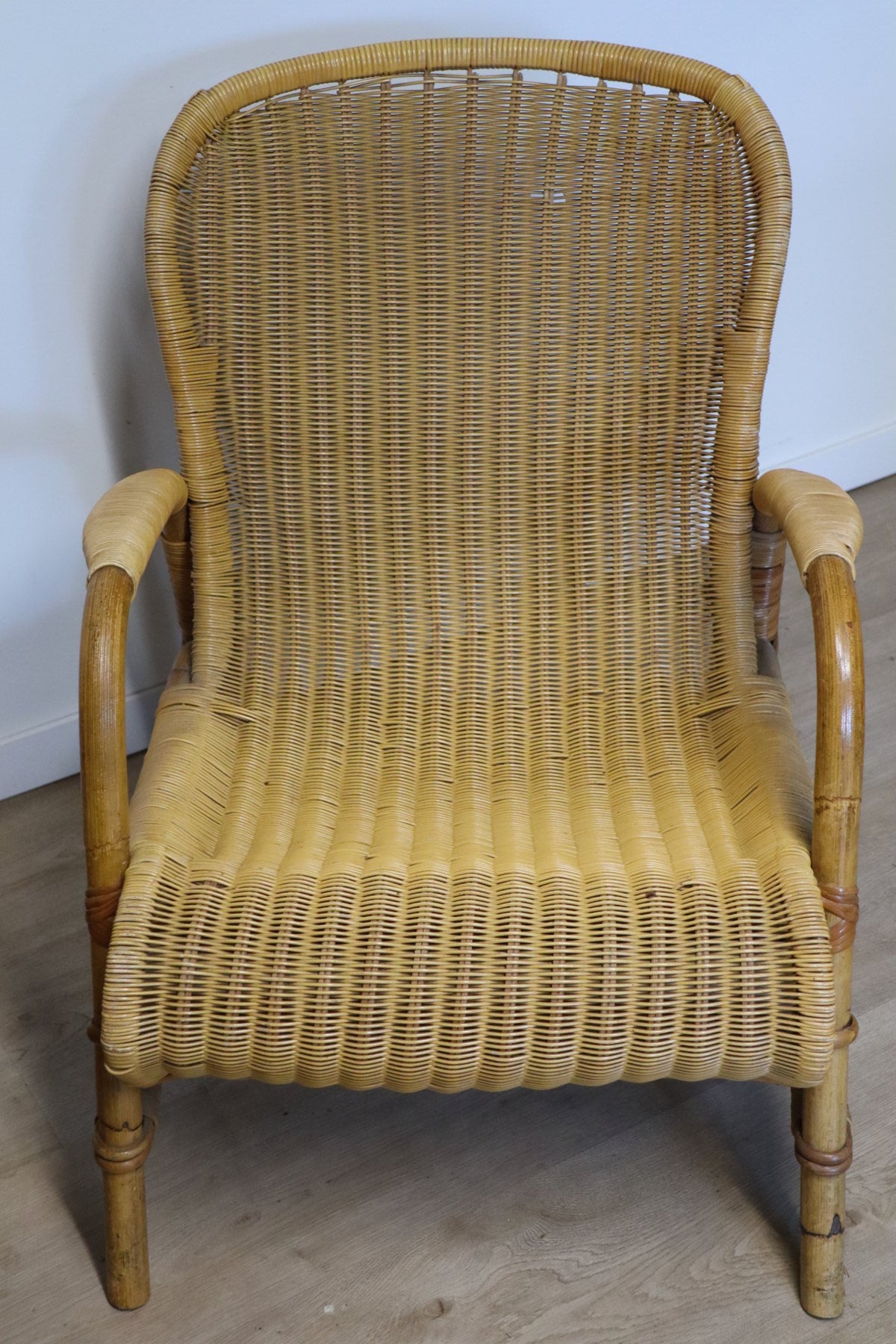 Paire de fauteuils vintage en osier et bambou, 1960