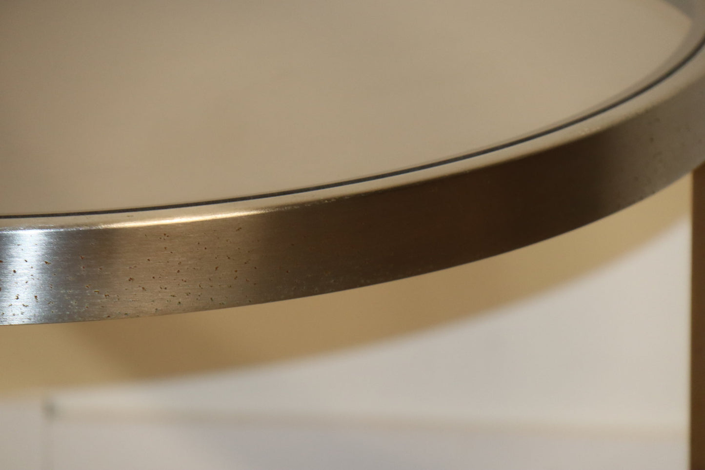 Table basse d'appoint vintage en acier brossé et verre, 1970