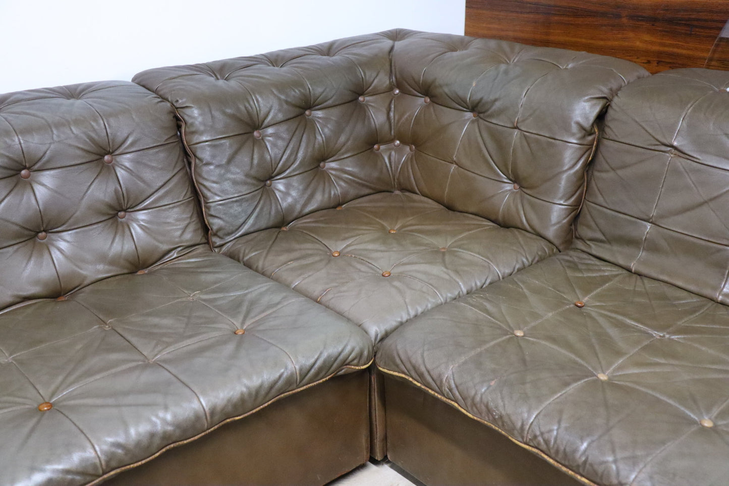 Canapé vintage modulable en cuir patchwork, 1970
