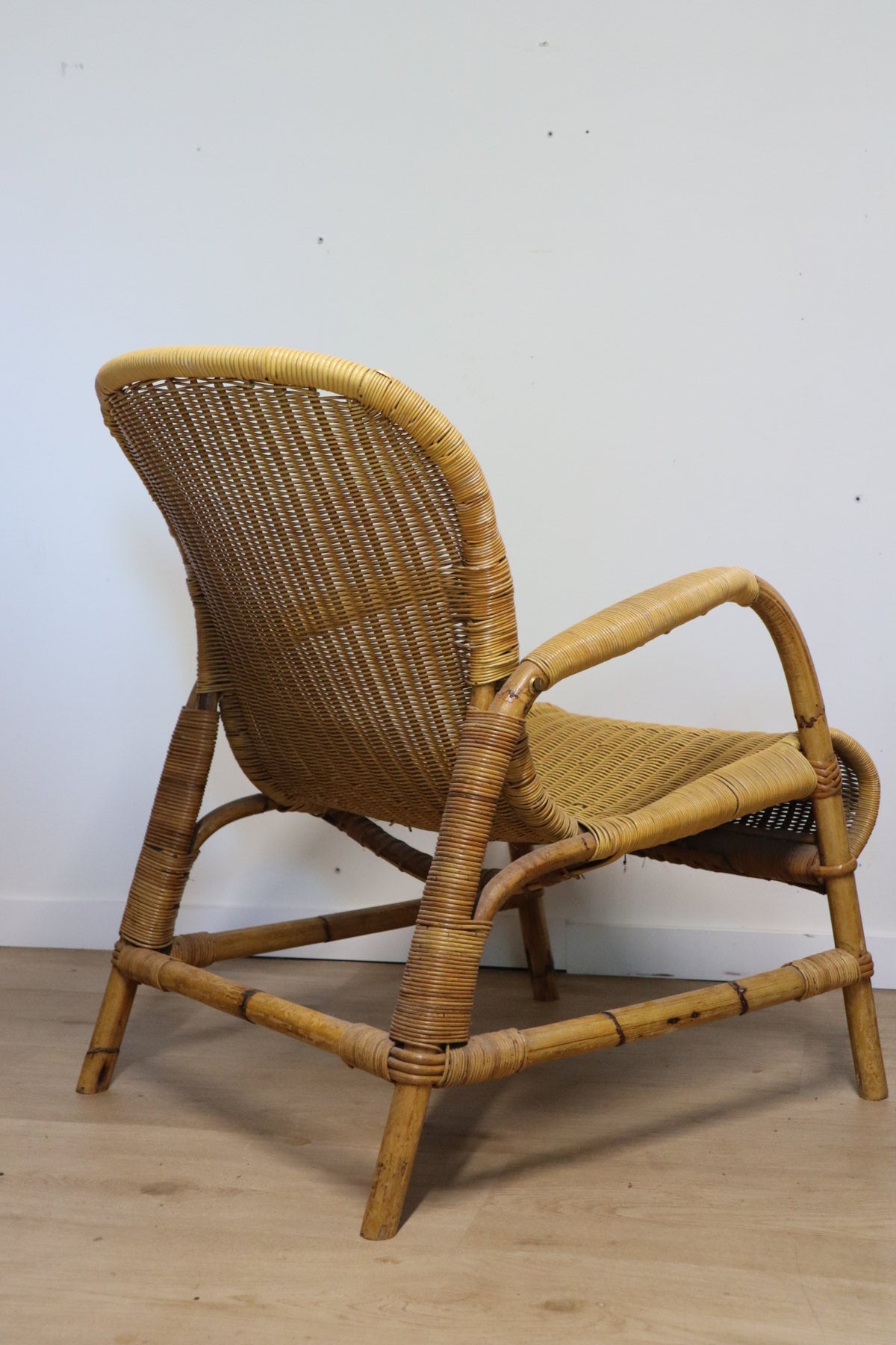 Paire de fauteuils vintage en osier et bambou, 1960