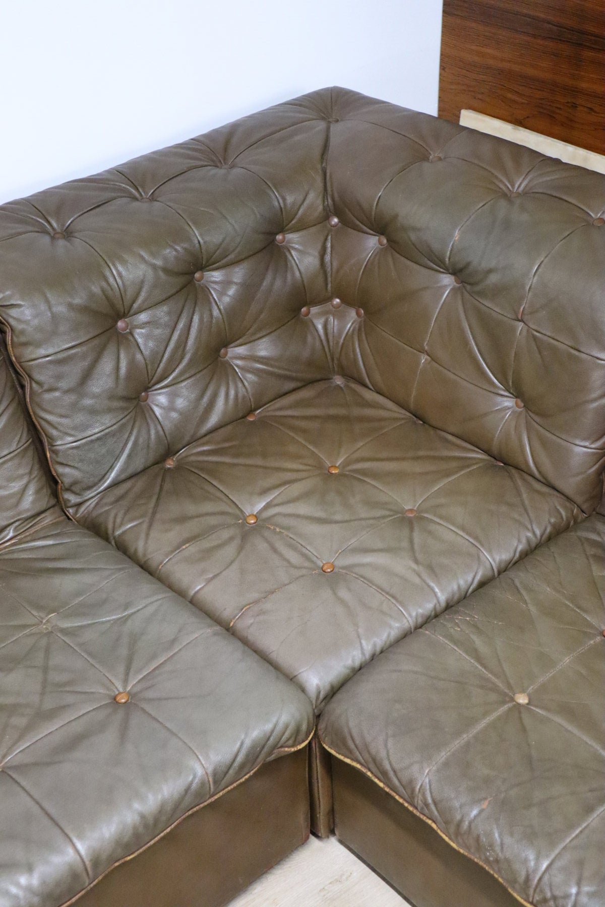 Canapé vintage modulable en cuir patchwork, 1970