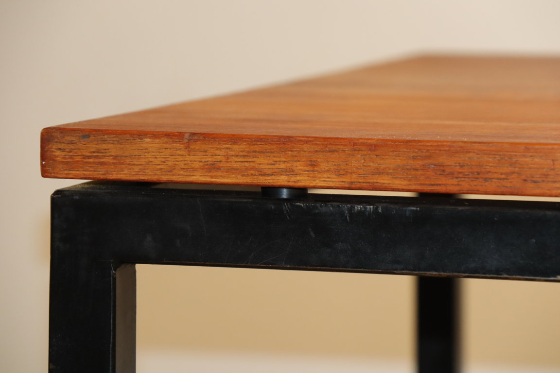 Table vintage Danemark en teck et métal laqué noir, 1950