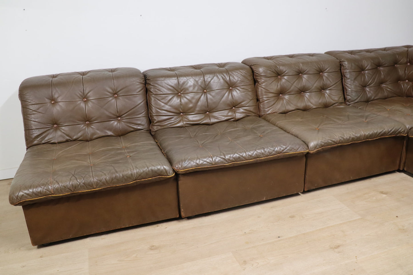Canapé vintage modulable en cuir patchwork, 1970