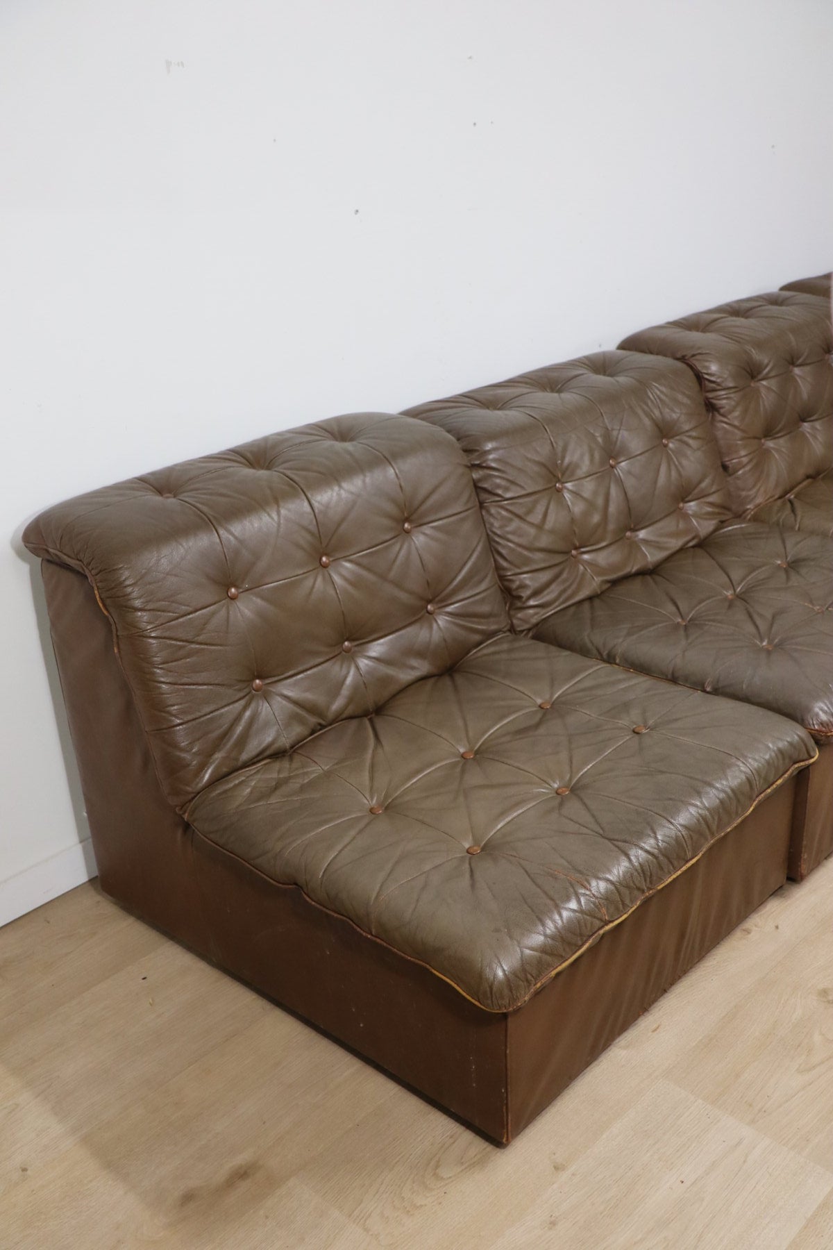 Canapé vintage modulable en cuir patchwork, 1970