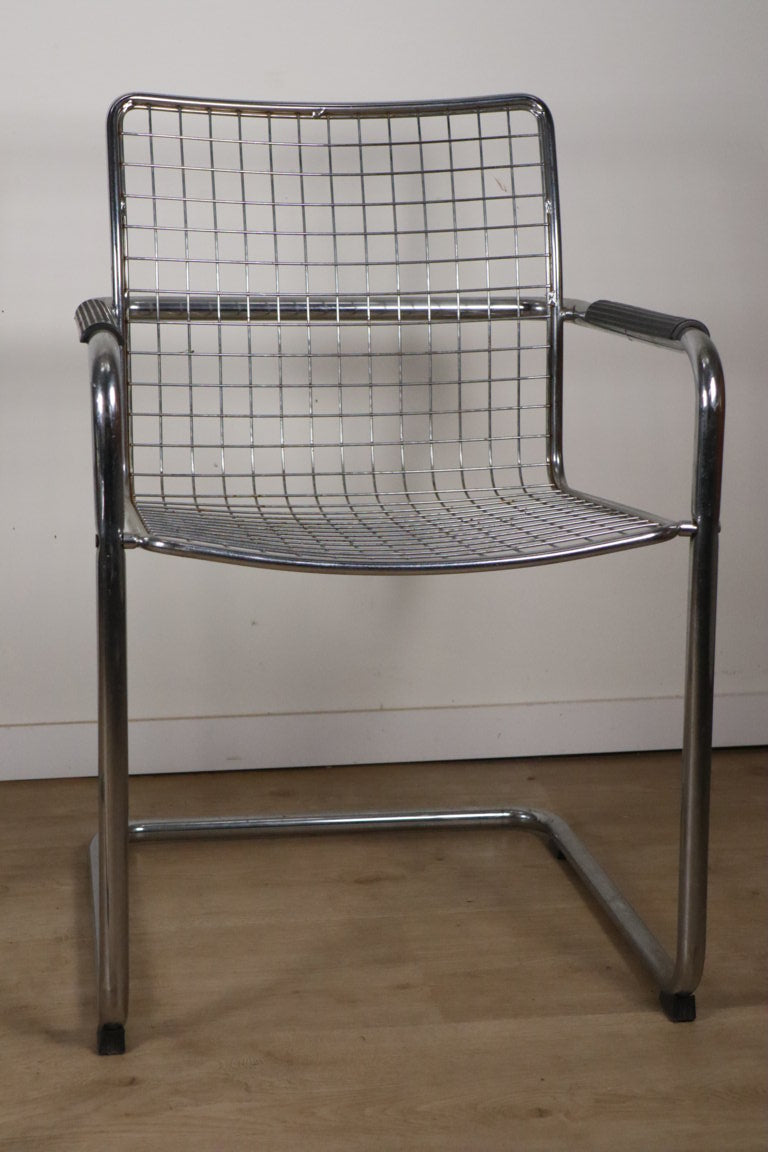 Paire de fauteuils vintage en métal chromé, 1970