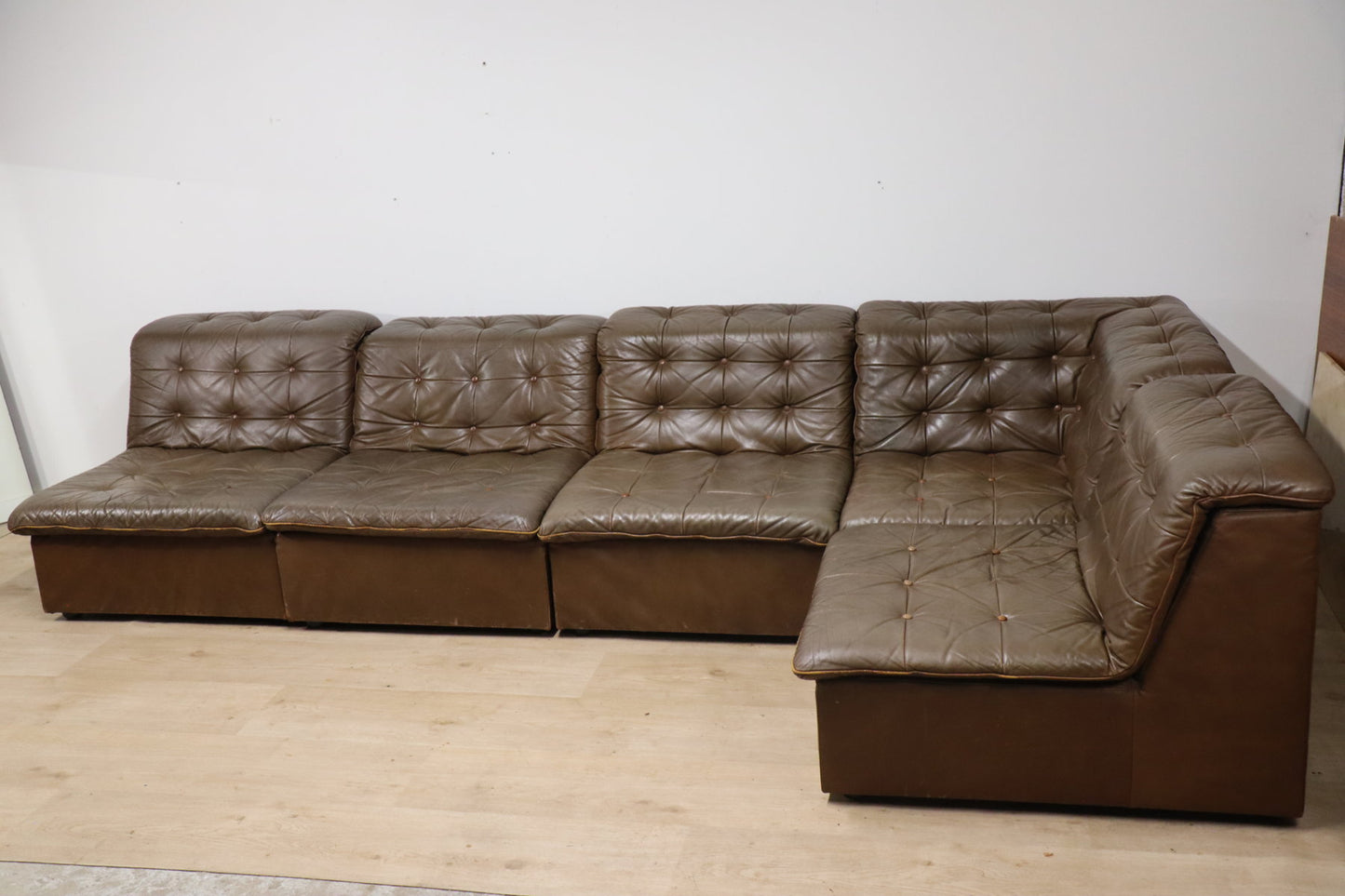 Canapé vintage modulable en cuir patchwork, 1970