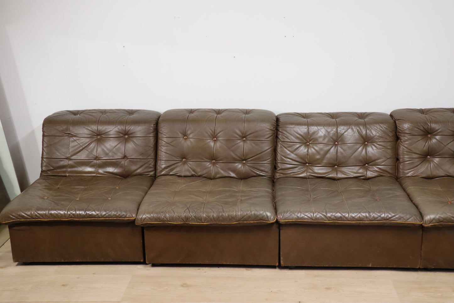 Canapé vintage modulable en cuir patchwork, 1970