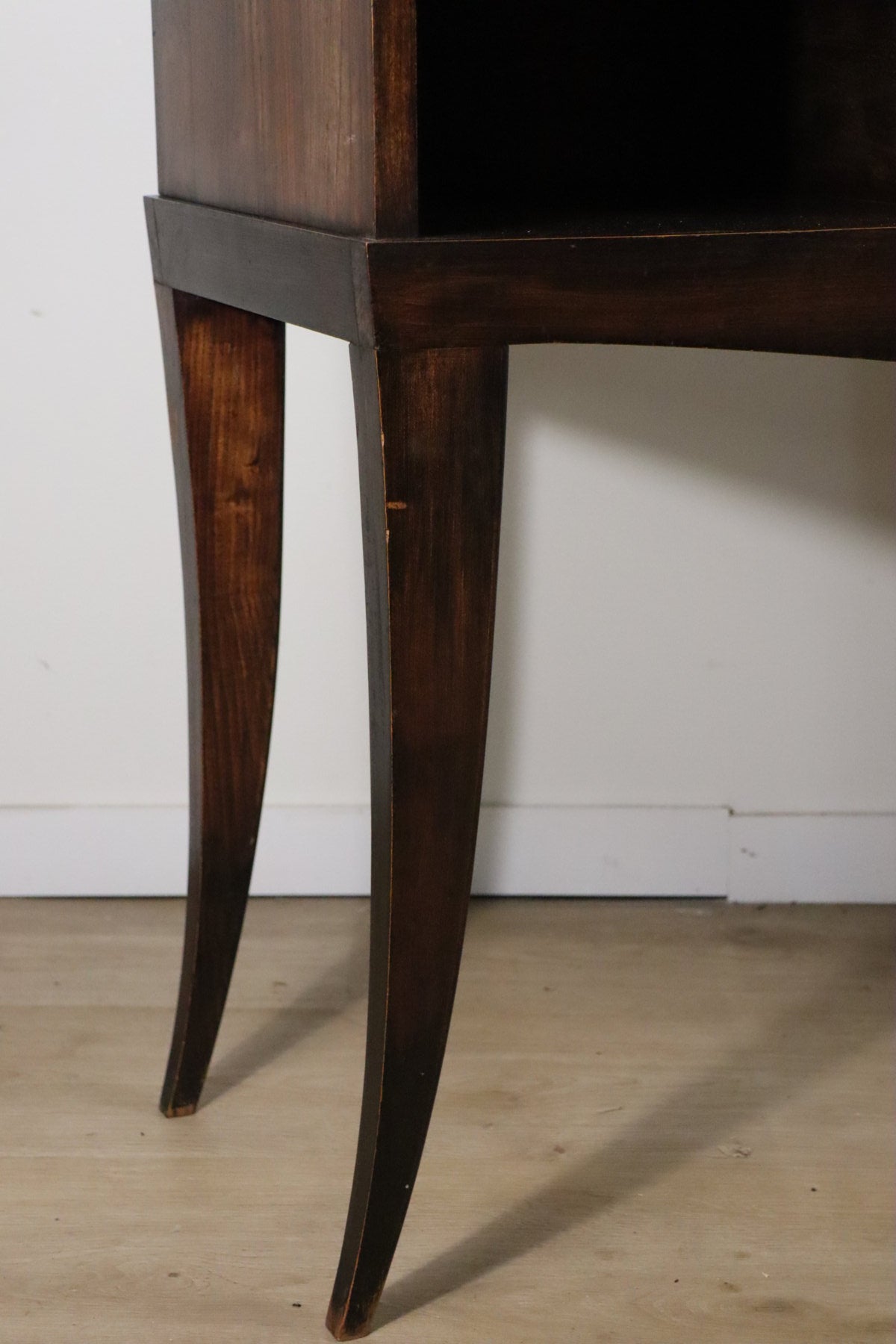 Console vintage en bois et marbre – pieds galbés style classique 1950