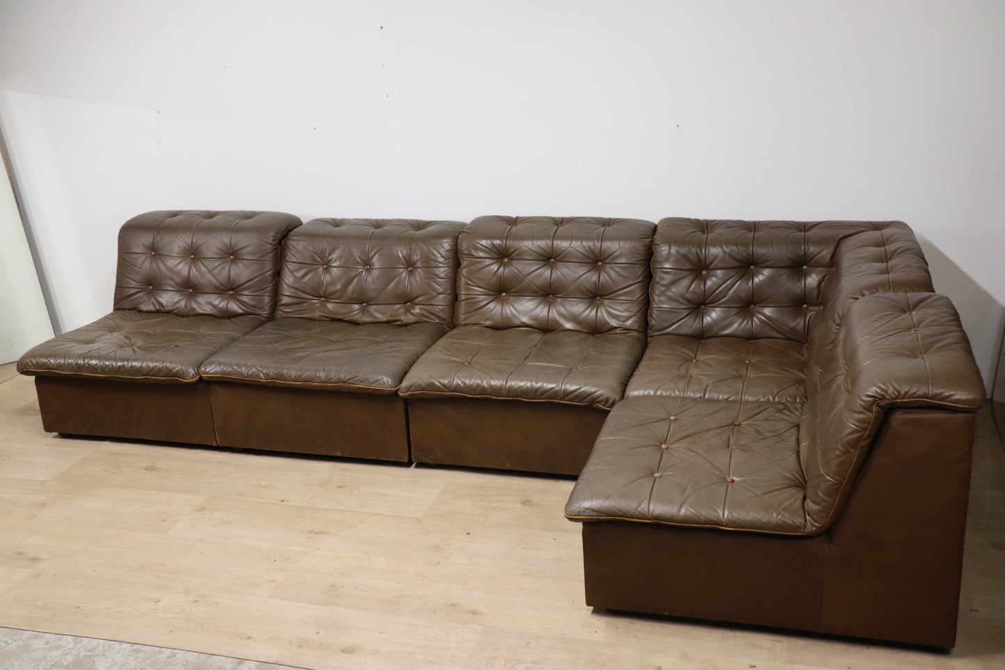 Canapé vintage modulable en cuir patchwork, 1970