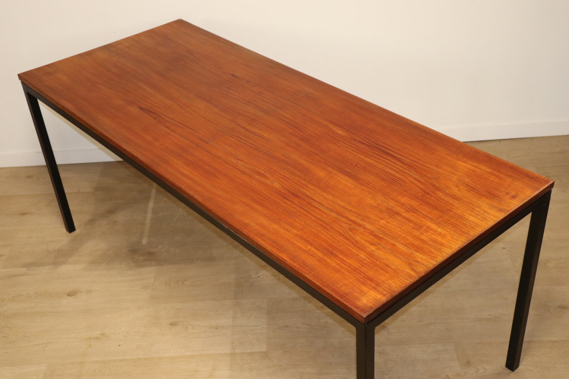 Table vintage Danemark en teck et métal laqué noir, 1950