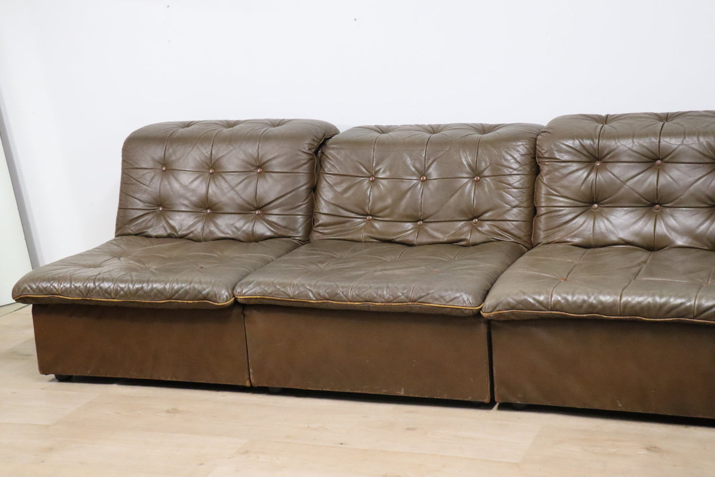 Canapé vintage modulable en cuir patchwork, 1970