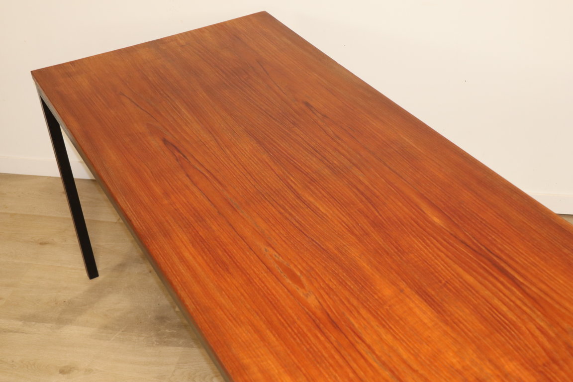 Table vintage Danemark en teck et métal laqué noir, 1950