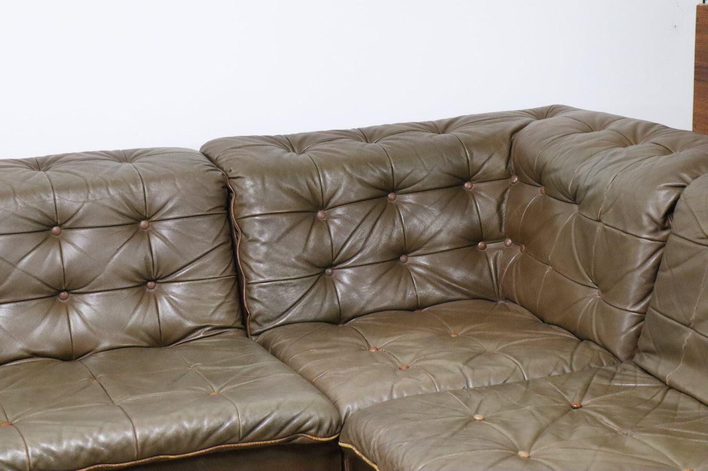 Canapé vintage modulable en cuir patchwork, 1970