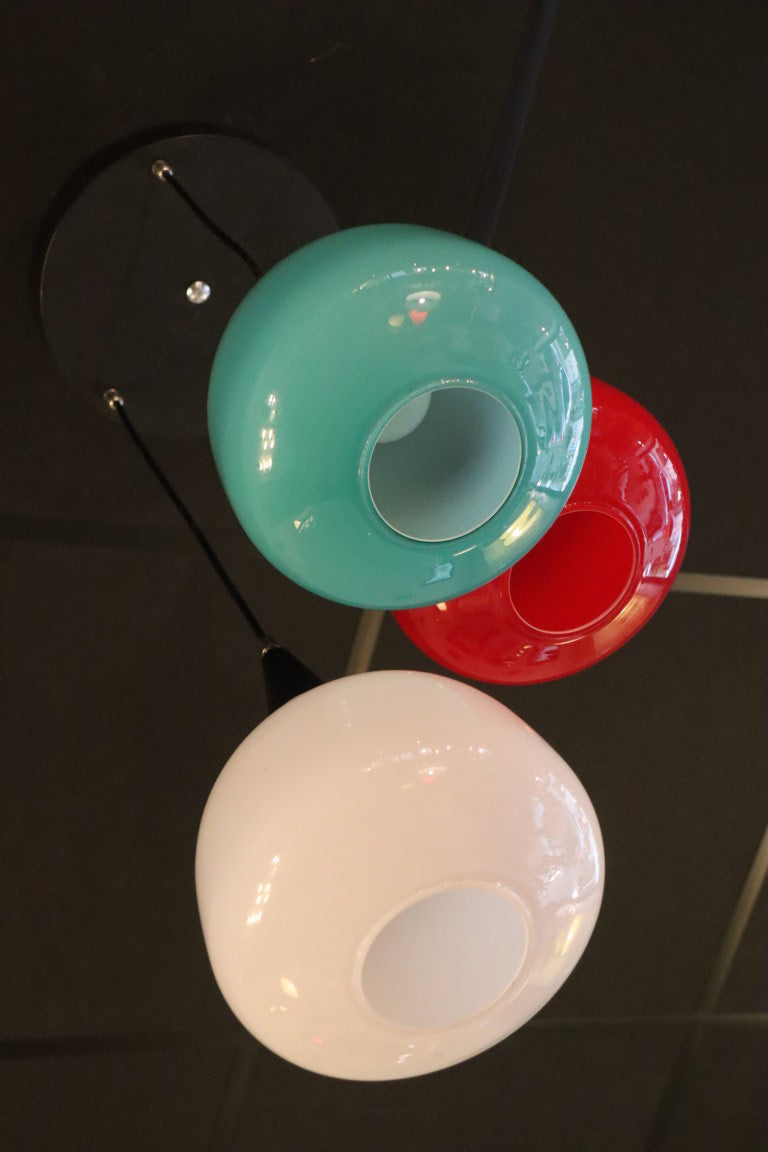 Suspension vintage "Cascade" à 3 globes de verre coloré, 1970