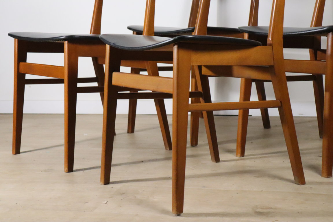 Série de 4 chaises danoise scandinave en teck, 1960