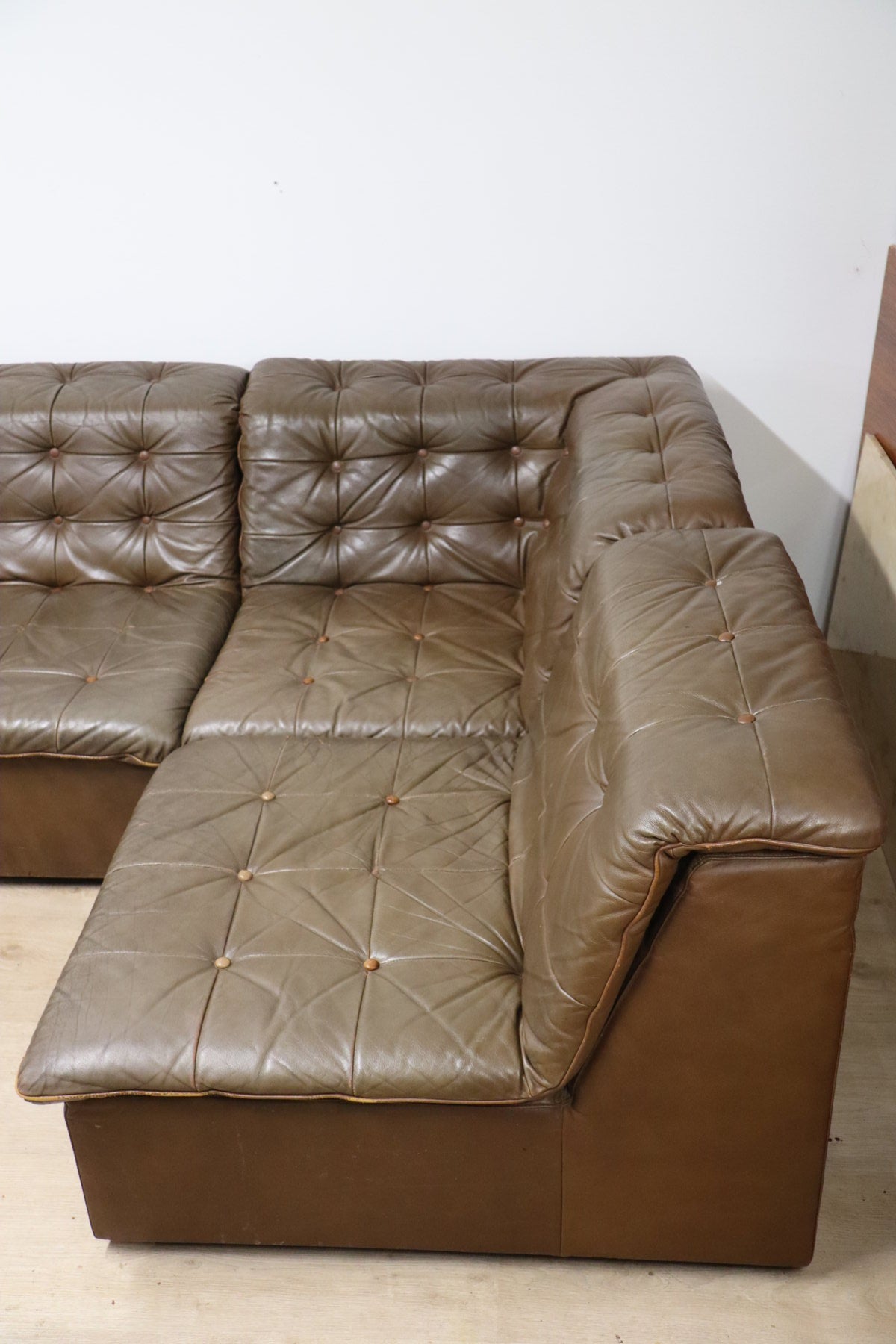 Canapé vintage modulable en cuir patchwork, 1970