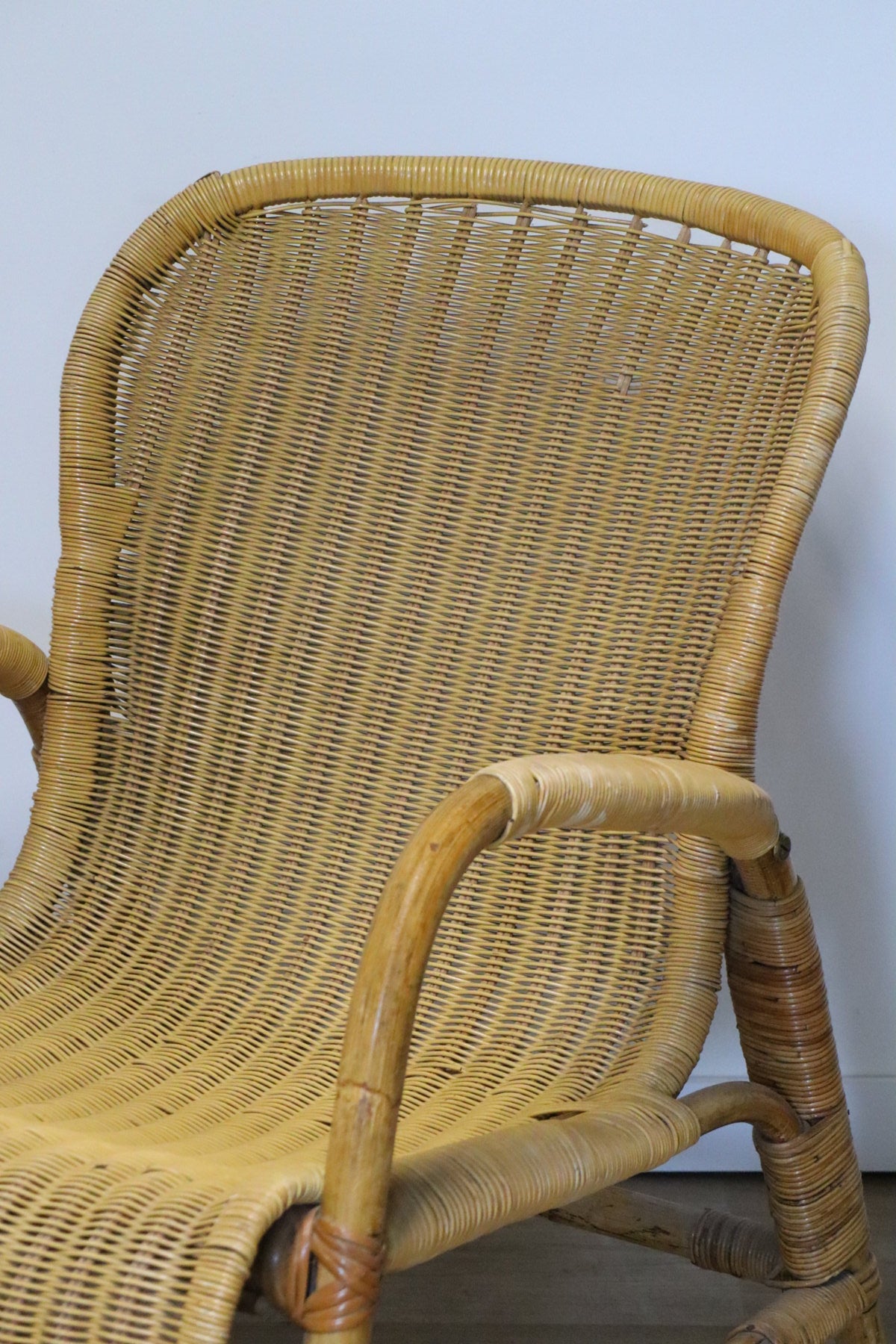 Paire de fauteuils vintage en osier et bambou, 1960