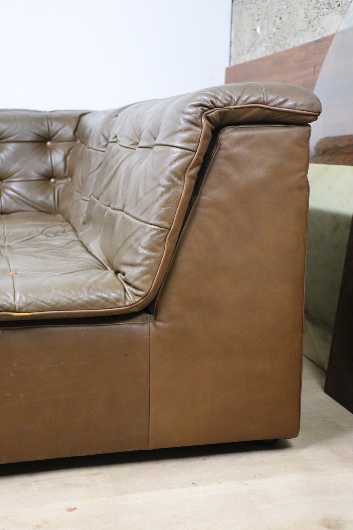 Canapé vintage modulable en cuir patchwork, 1970