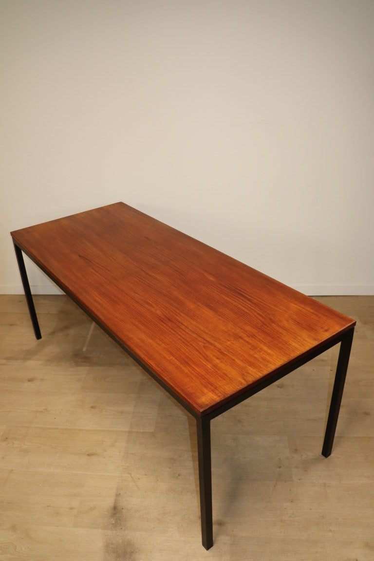 Table vintage Danemark en teck et métal laqué noir, 1950