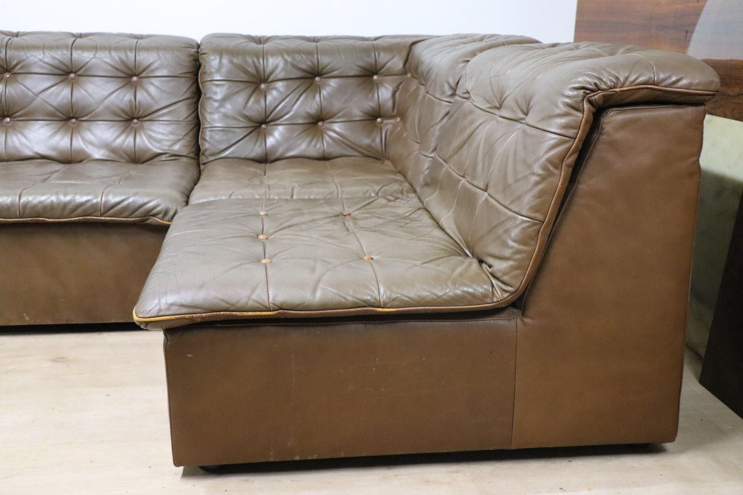 Canapé vintage modulable en cuir patchwork, 1970