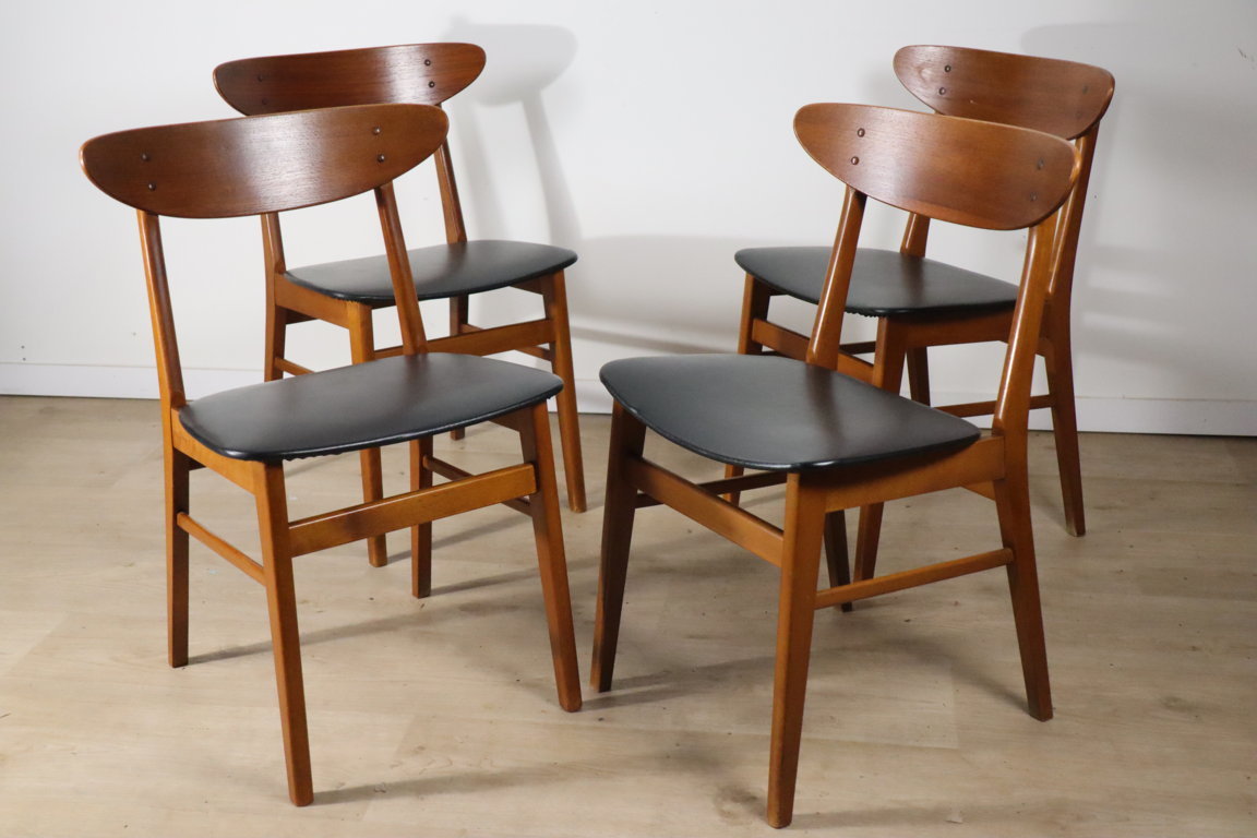 Série de 4 chaises danoise scandinave en teck, 1960