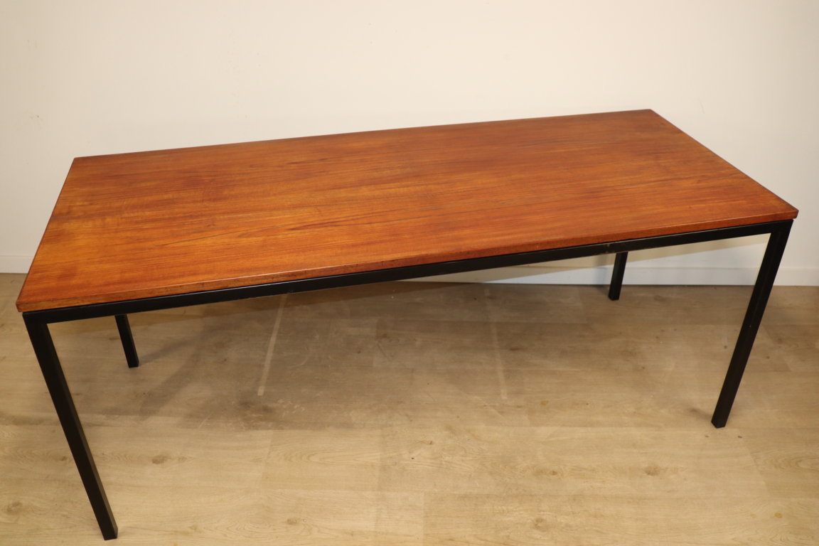 Table vintage Danemark en teck et métal laqué noir, 1950
