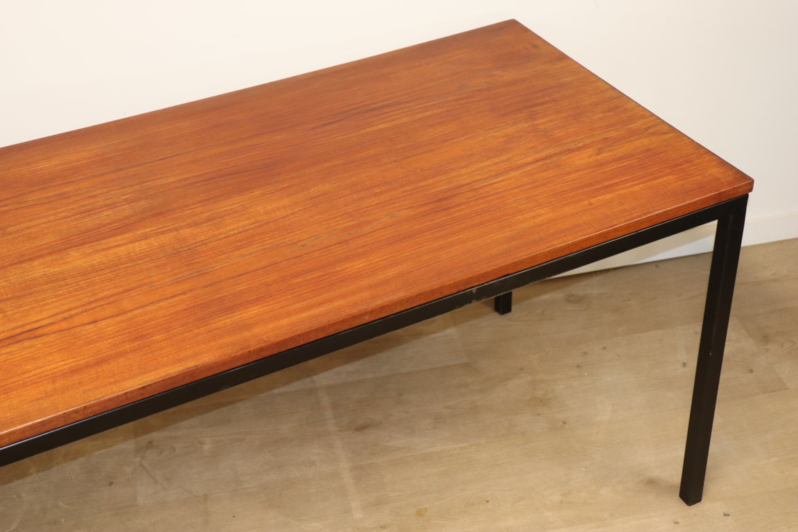 Table vintage Danemark en teck et métal laqué noir, 1950