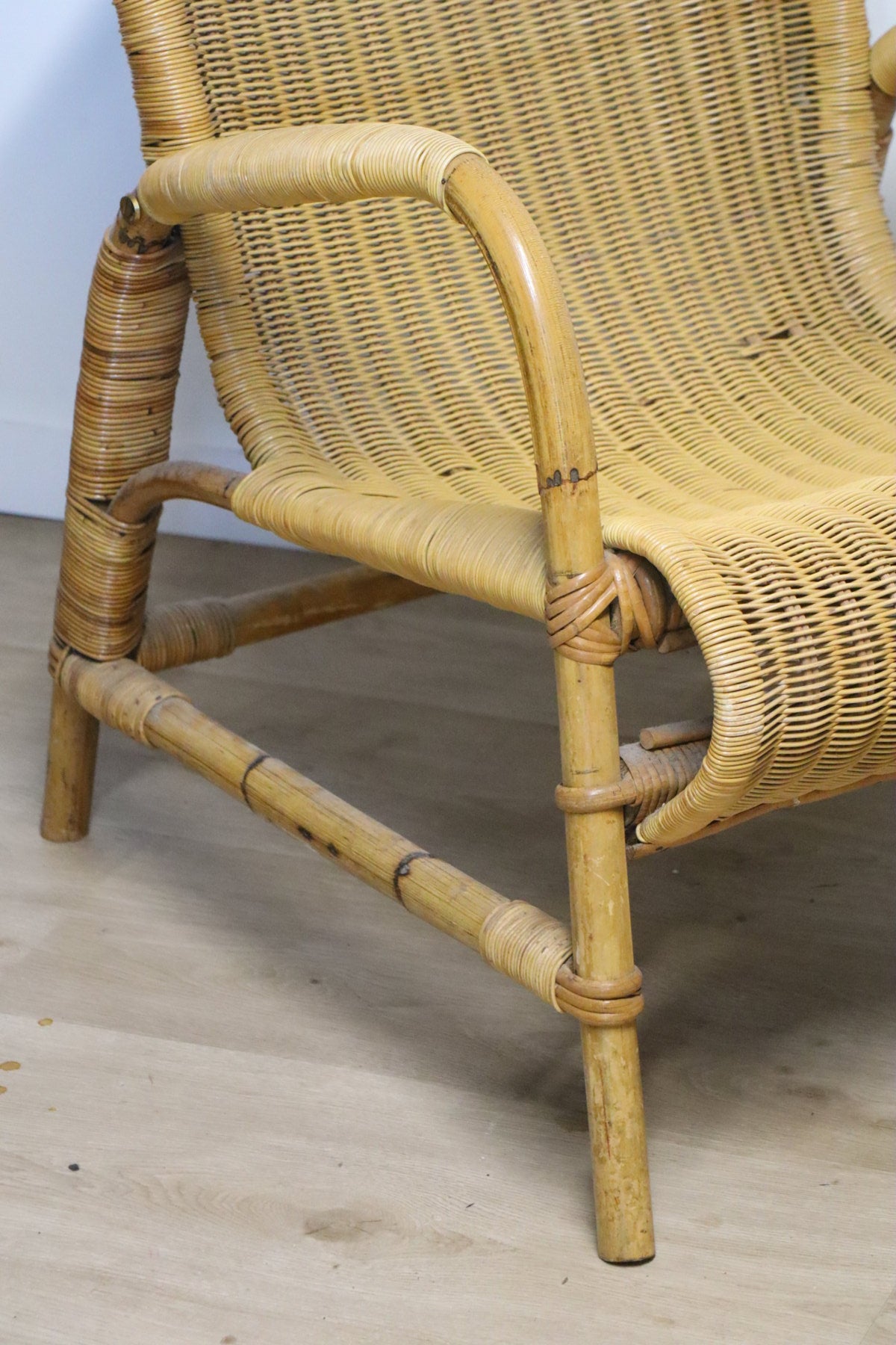 Paire de fauteuils vintage en osier et bambou, 1960