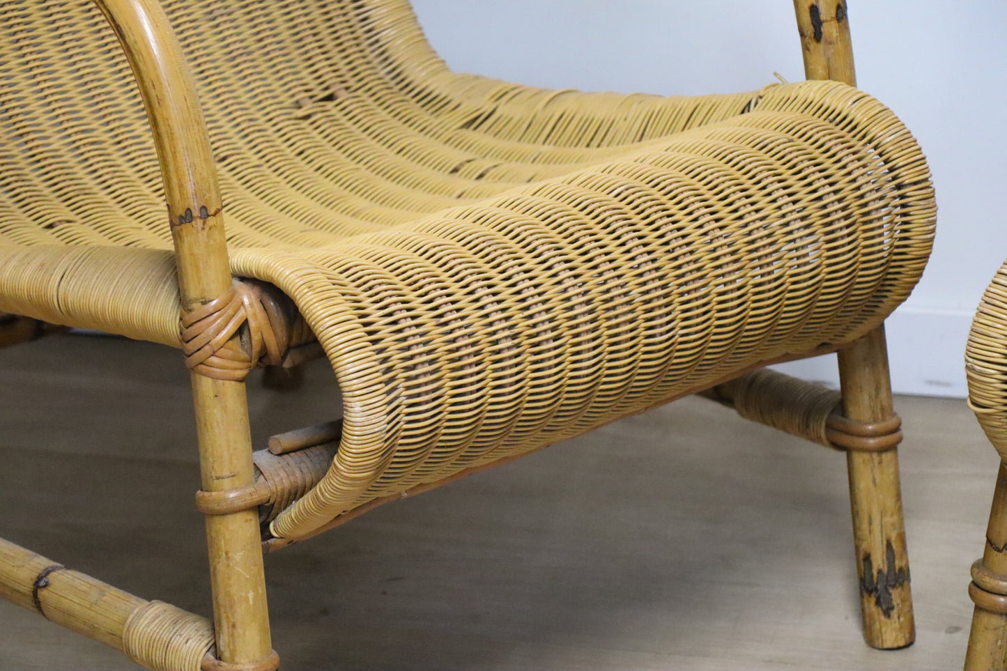 Paire de fauteuils vintage en osier et bambou, 1960