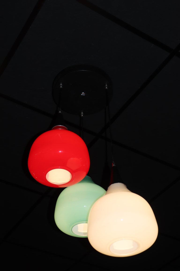 Suspension vintage "Cascade" à 3 globes de verre coloré, 1970