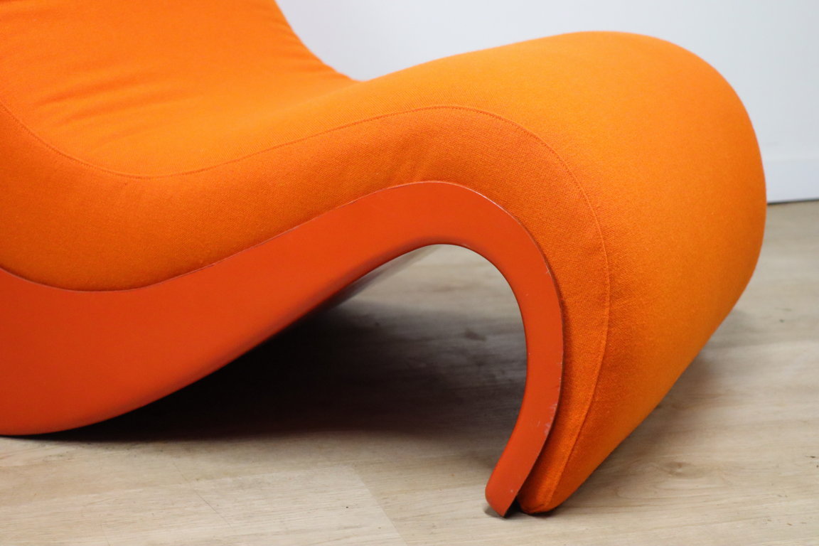 Chauffeuse vintage organique en tissu orange et fibre, 1970