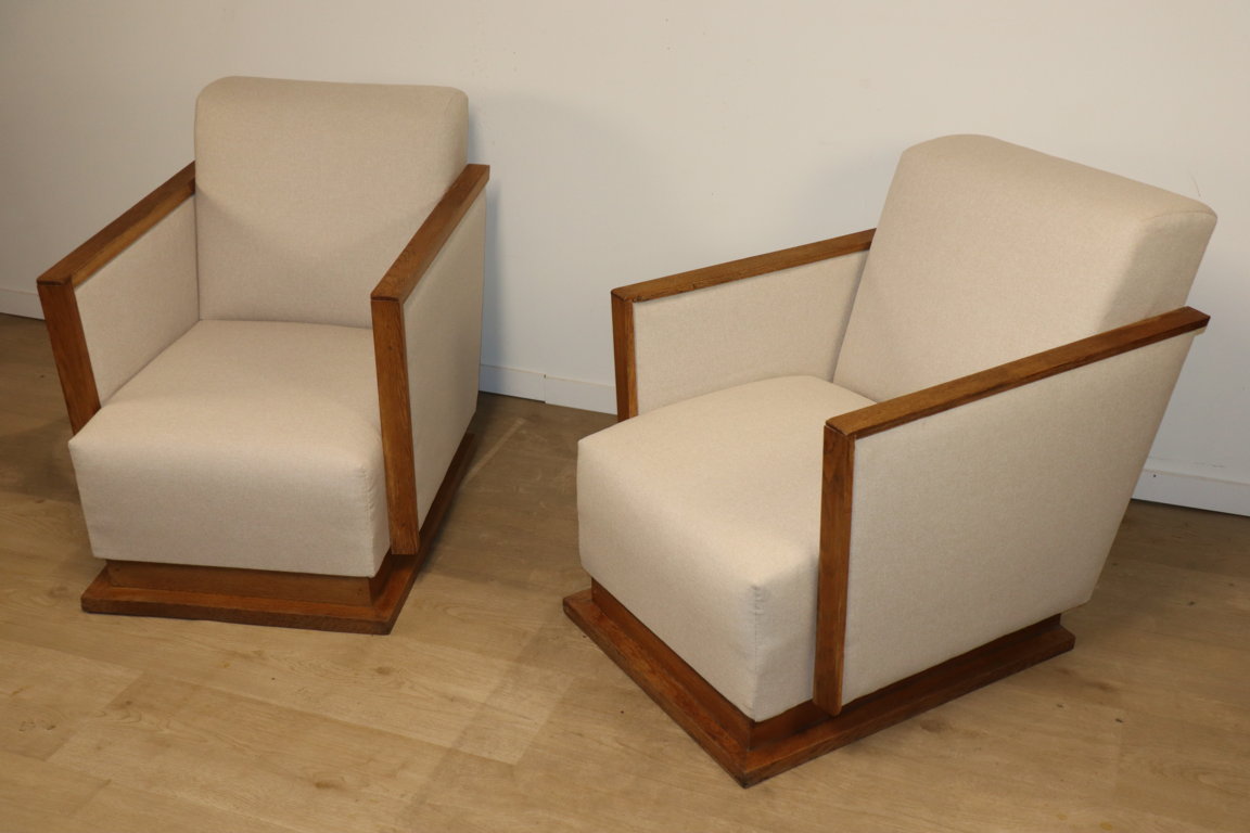 Paire de fauteuils cubique moderniste, 1940