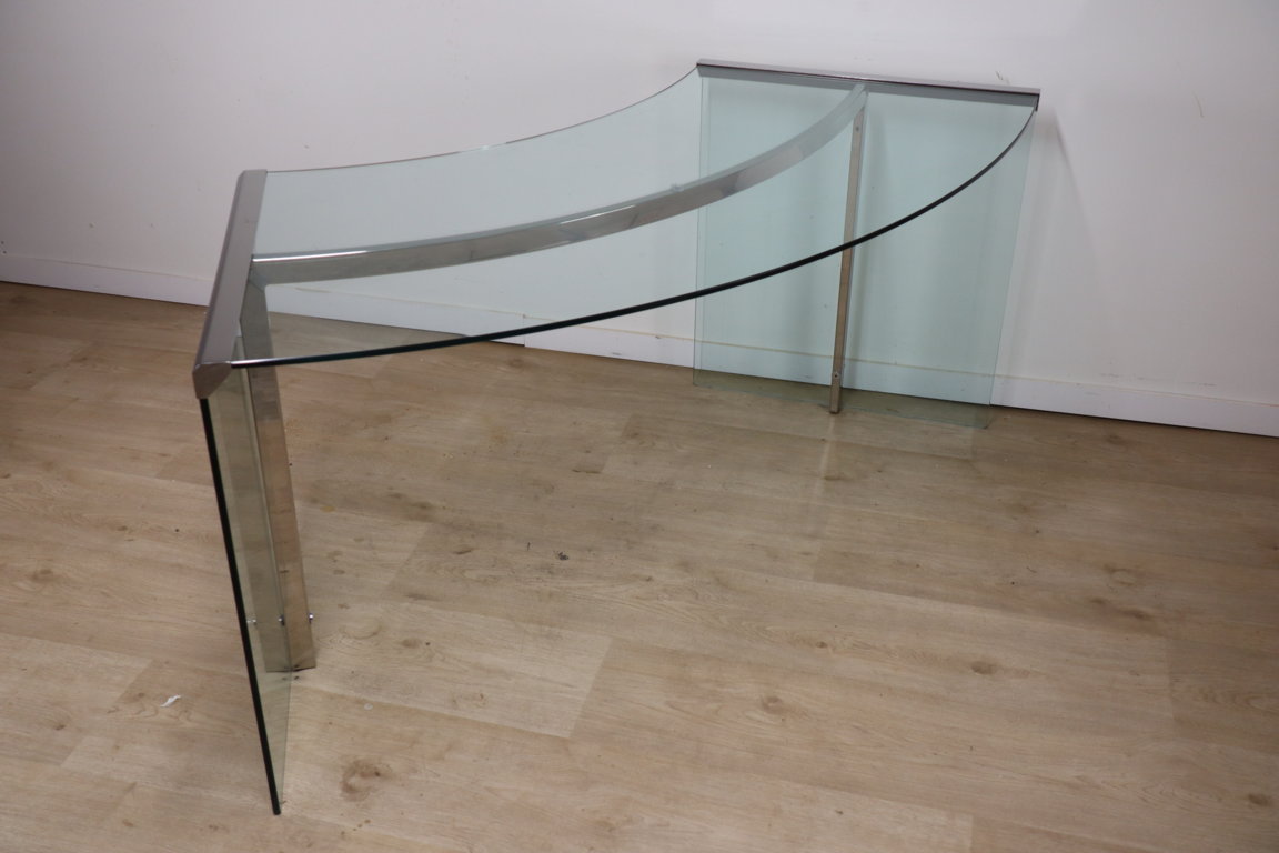 Bureau « Président » par Gallotti et Radice en verre trempé, 1970