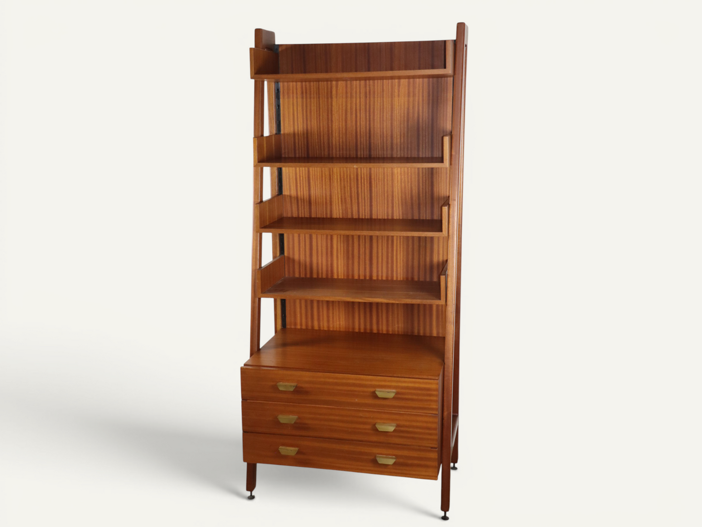 Bibliothèque vintage italienne en bois massif - Années 60