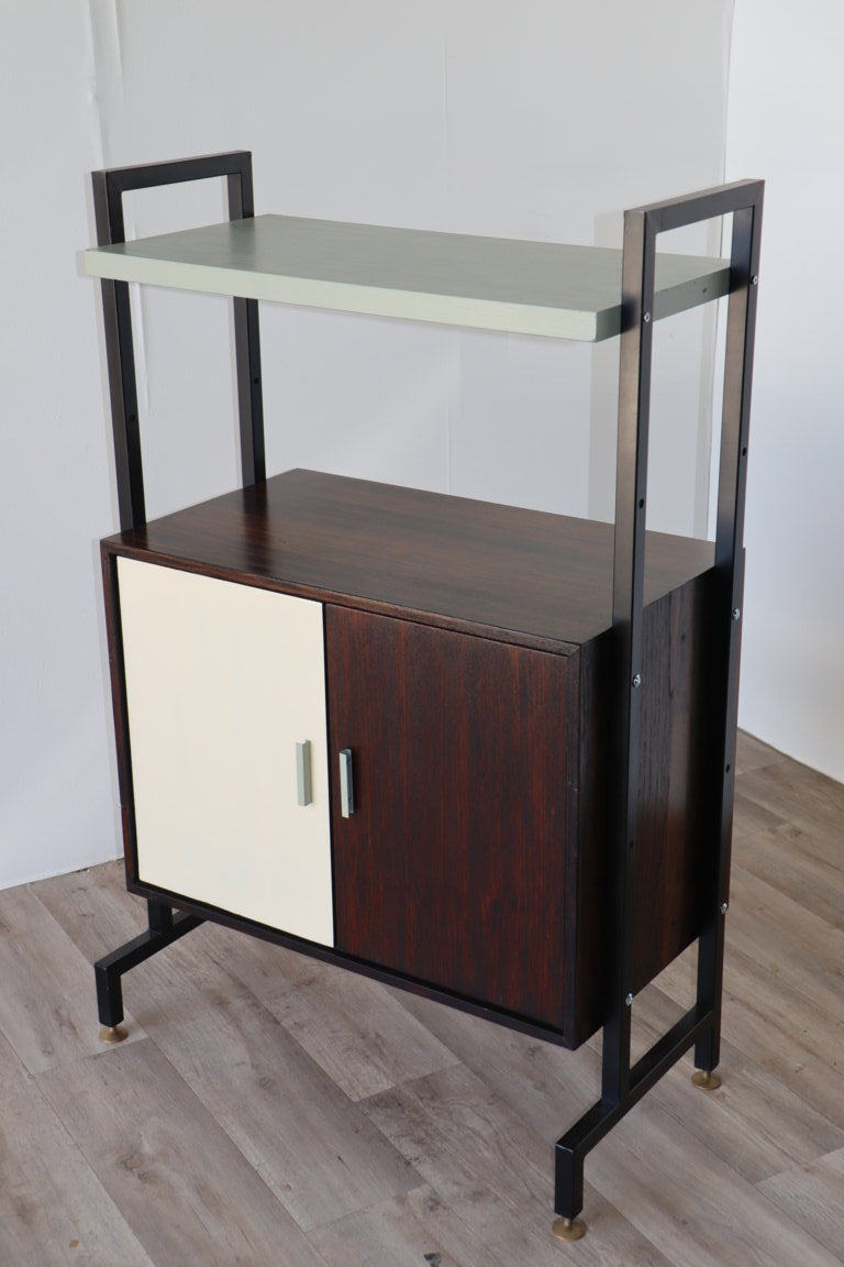 Bibliothèque vintage modulable en bois et métal, 1960