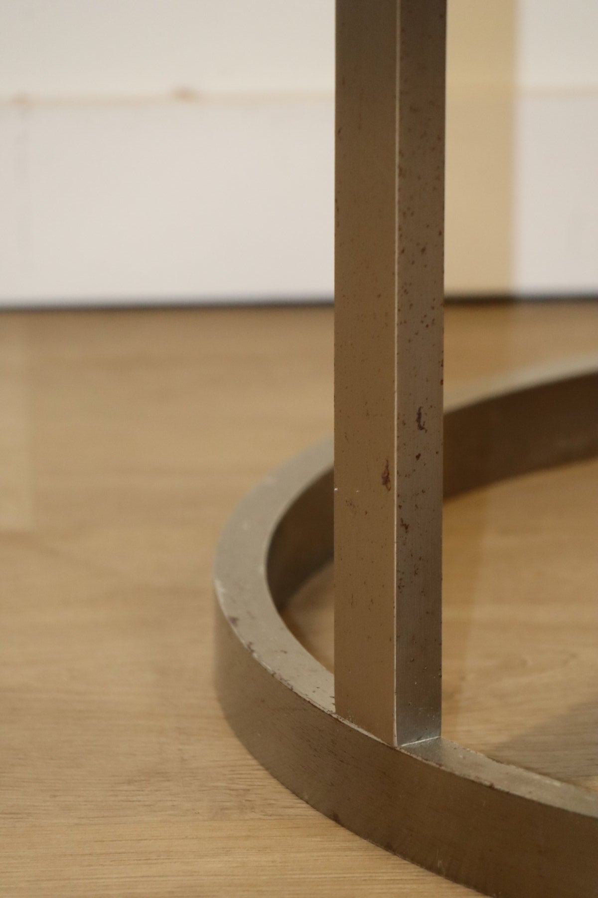 Table basse d'appoint vintage en acier brossé et verre, 1970