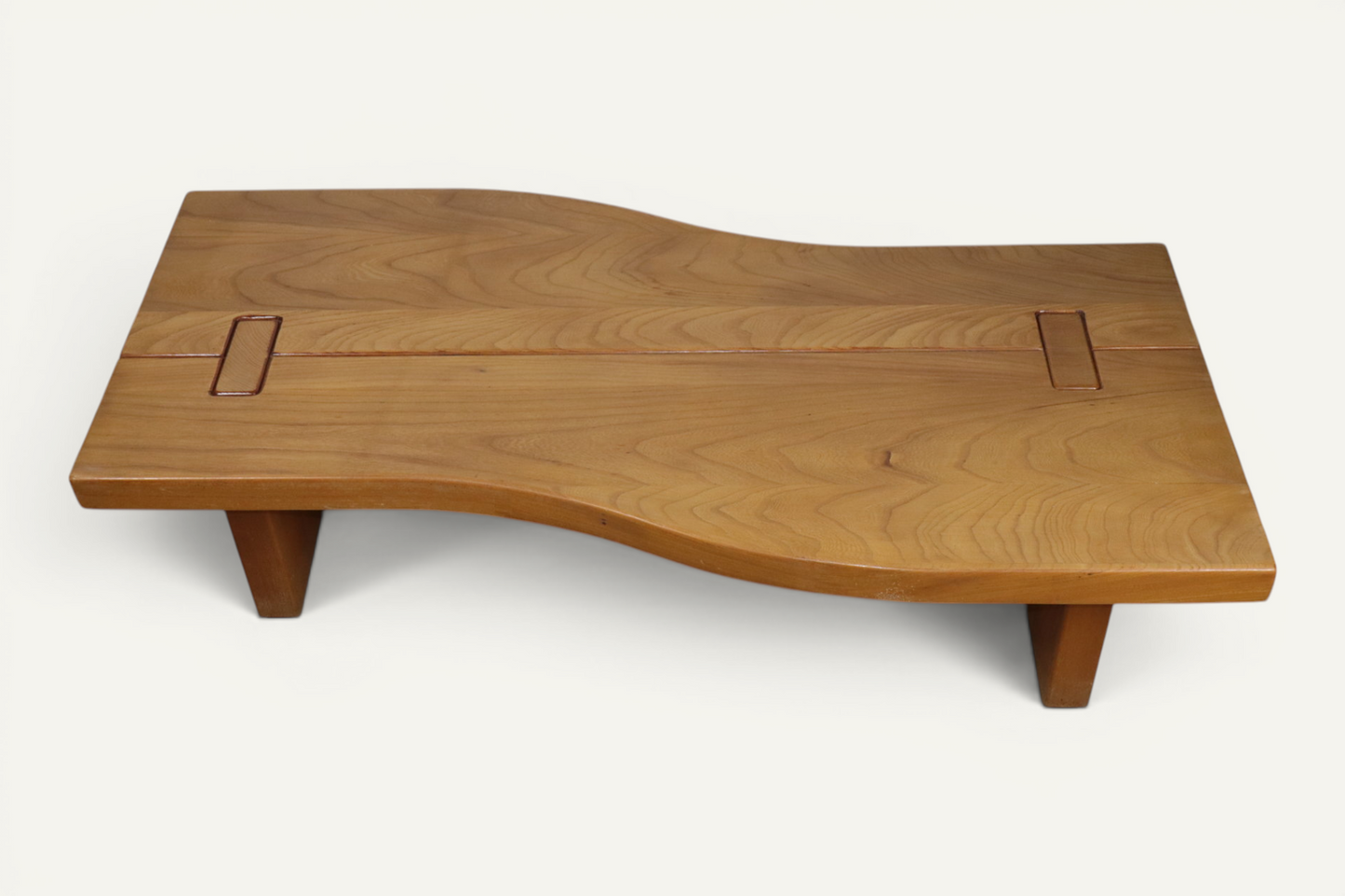 Table basse Regain en orme massif - Années 1970