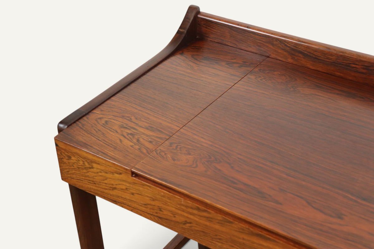 Coiffeuse Bureau danoise en palissandre à miroir escamotable – années 1960