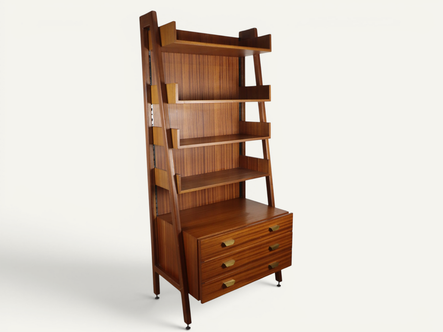 Bibliothèque vintage italienne en bois massif - Années 60