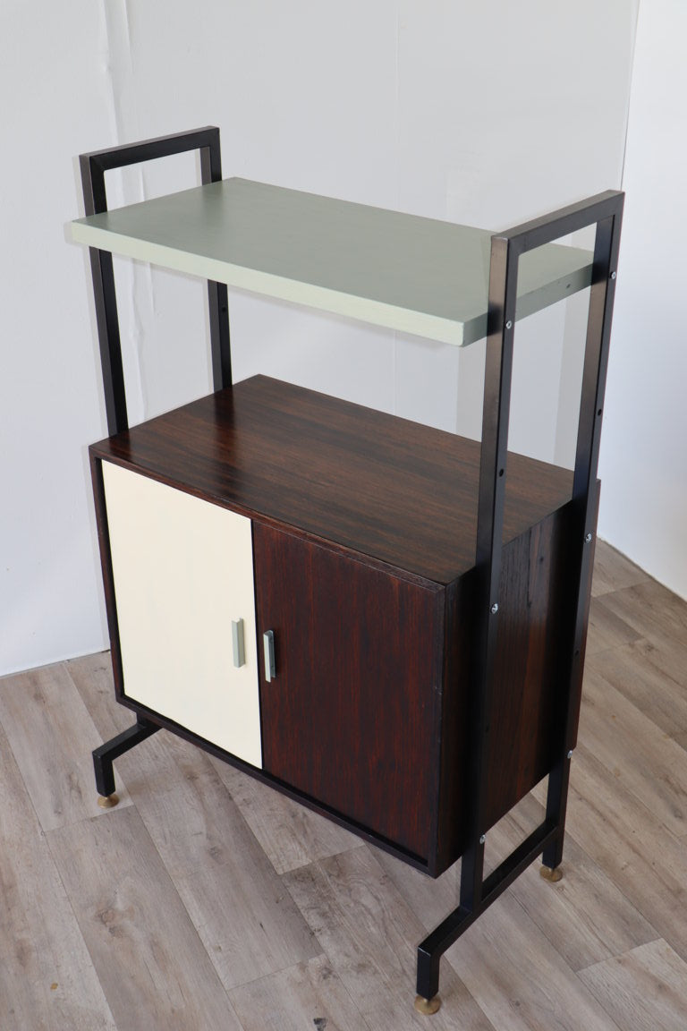 Bibliothèque vintage modulable en bois et métal, 1960