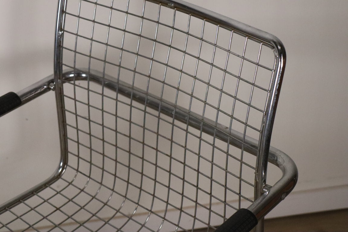 Paire de fauteuils vintage en métal chromé, 1970