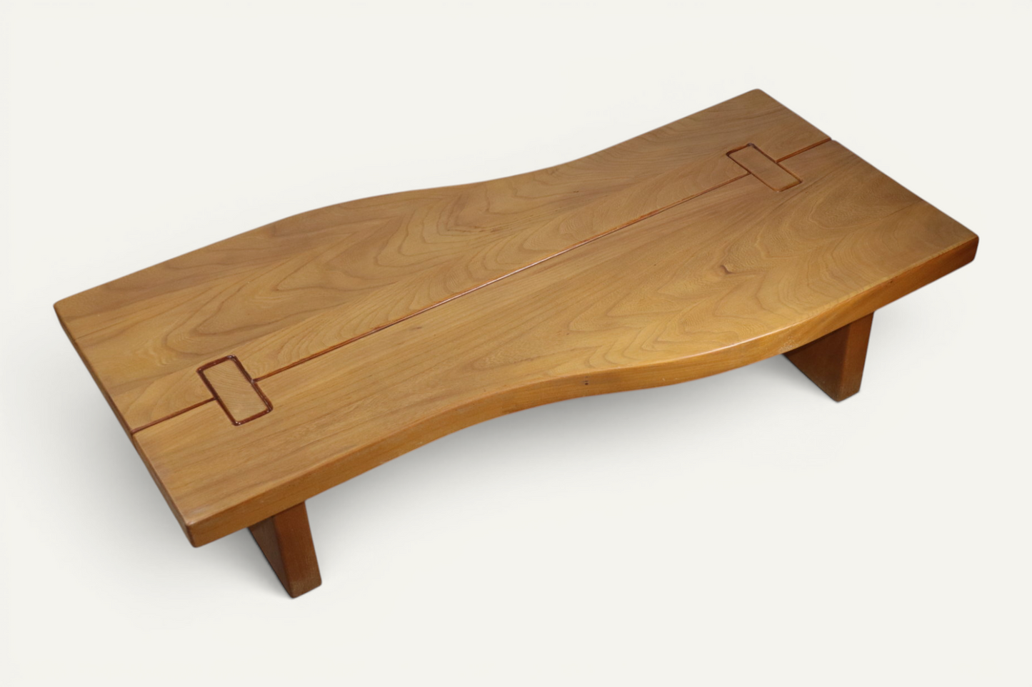 Table basse Regain en orme massif - Années 1970