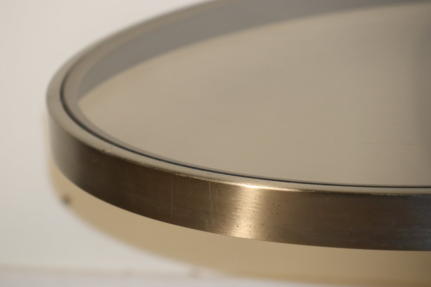 Table basse d'appoint vintage en acier brossé et verre, 1970